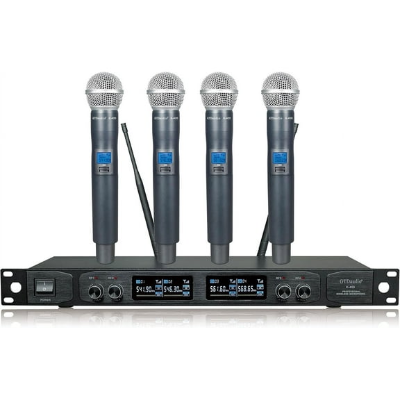 GTD Audio UHF Wireless Microphone System with 4 Metal Hand held mics