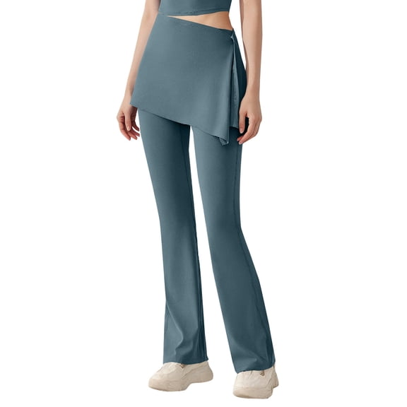 GTEYOIJN 2 Pcs Cuffed Hem Pants Dress Yoga Pants for The Office Thermal Yoga Pants Women's Leggings with High Waist Stretchy Soft and Comfortable Skin Friendly Fitness Pants for Yoga and Sports