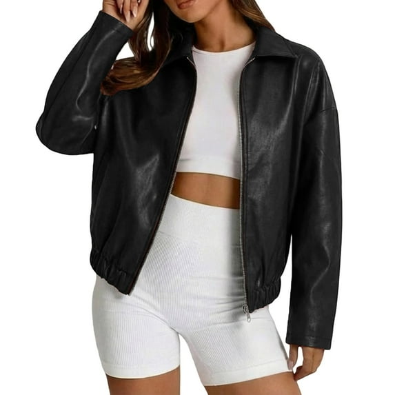 GTEYOIJN Black Leather Jacket Men Faux Leather Jacket Women Zip Up Jackets for Womens Cropped Bomber Full Zippered Jackets Work Outfits for Teachers Leather Jacket With Hood Men