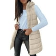 thumbnail image 1 of GTEYOIJN Cardigan Sweater Puffer Vest Women Quilted Padded Warm Coat Outwear Button Down Zip Up Sleeveless Vests Fall Winter Hooded Jackets, 1 of 7