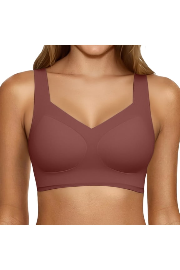 Coffee Fashion Underwire Yoga Bras for Women No Padding with Adjustable Back Hooks V-Neck Basic Wireless Racerback Bra Low Support Workout Sports Bra
