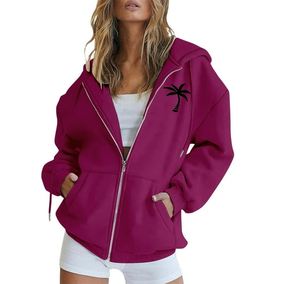 GTEYOIJN Cute Coconut Tree Print Fashionable Soft and Easy Sports Hoodie for Women Zipper Hoodies for Women Cute Coconut Tree Print Fashionable Soft and Easy Sports Hoodie for Women