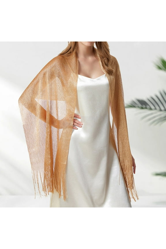 Gold Shawl Wraps for Women Women's Shawl Rayon Scarf Gold and Silver Silk Flat Scarf Thin Shawl Headscarf Polyester Silk Scarf