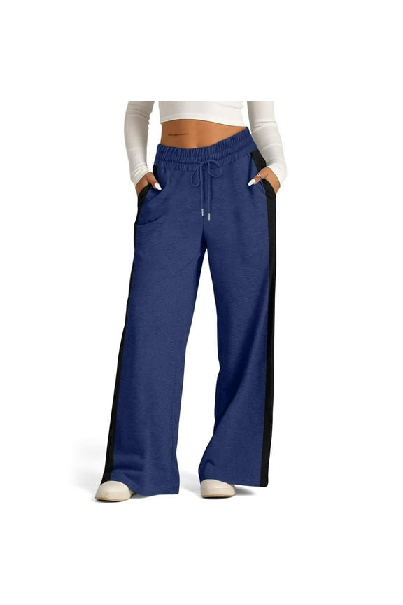 Ladies' Casual Pants Scrub Pants Wide Leg Sweatpants Women Baggy Elastic High Waisted Pants Loose Fit Pull On Track Flare Trouser