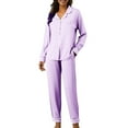 thumbnail image 1 of GTEYOIJN Ladies' Pajama Set Pajama Pants Women Soft Cute Pajama Sets for Women Long Sleeve Sleepwear Button Loungewear Soft 2 Piece Set with Pockets Long Pants, 1 of 9