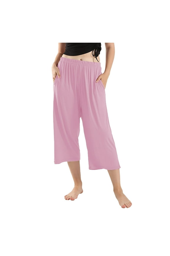 Ladies' Thin, Plus-Size Cotton, High-Elasticity, Casual, Loose, Eight-Inch Breathable Home Pants 3Xl-7Xl Capri Pants for Women Plus Size Cotton Pants for Comfortable Cropped Pants 3Xl 7Xl