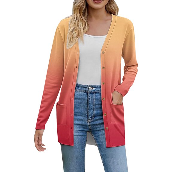 GTEYOIJN a Lady's Cardigan Has Pockets and Buttons Cream Cardigan for Women Women 2026 Fall Fashion Cardigan Lightweight Soft Knit Cardigan for Women Long Sleeve Open Front Coat with Pockets