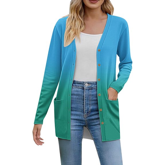 GTEYOIJN a Lady's Cardigan Has Pockets and Buttons Womens Sweaters Cardigan Women 2026 Fall Fashion Cardigan Lightweight Soft Knit Cardigan for Women Long Sleeve Open Front Coat with Pockets