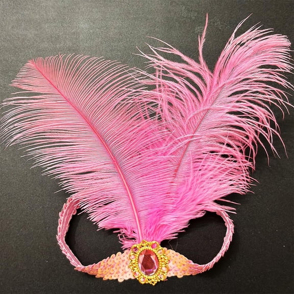 GTEYOIJN Pink Black Lace Headband Sequins Headpiece Headband 1920S Headwear for Women