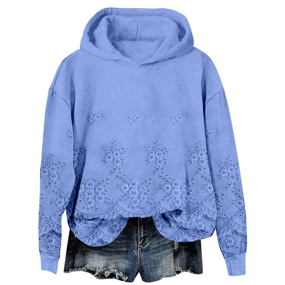 GTEYOIJN Pink Hoodie Women Womens Floral Lace Hoodie Elegant Pullover Sweatshirt Soft Fleece Oversized Fall Winter Athleisure Streetwear