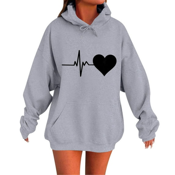 GTEYOIJN Plus Size Hoodies for Women Women's Print Fashionable Loose Casual Fashion Sweatshirt Sweatshirt Hoodie with Pocket