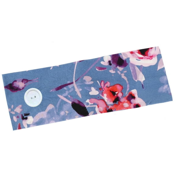 GTEYOIJN Printed Hairband with Button Face Holder Wearing Ears Head Wrap Headband Blue Clip Hairband