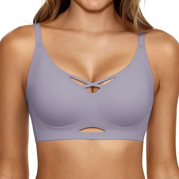 WCJM Full Coverage Yoga Bras for Women No Padding with Adjustable Back Hooks V-Neck Basic Wireless Racerback Bra Low Support Workout Sports Bra