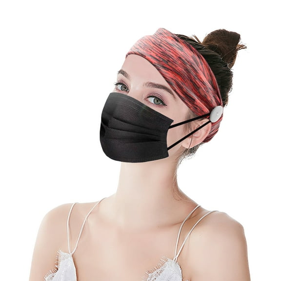 GTEYOIJN Red Silk Headscarf Elastic Headband with Button Yoga Workout Running Turban Hair Accessories