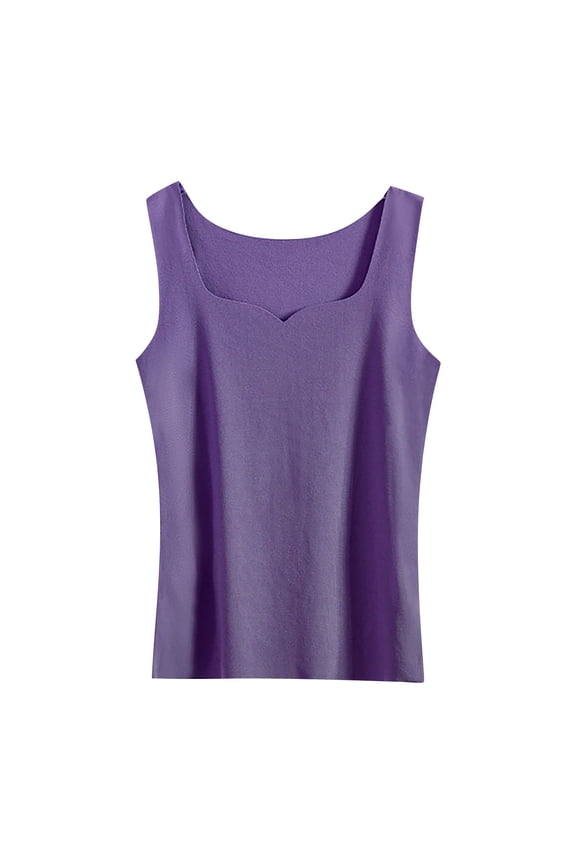 Seamless Tank Women's Brushed Cotton Sleeveless Plus Size Layering Top Double Brushed Sleeveless Thermal Vest for Women