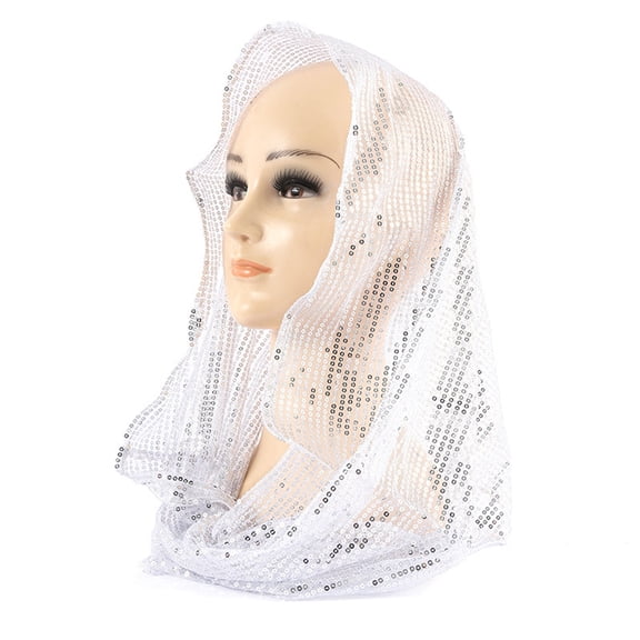 GTEYOIJN Silver Hair Band for Washing Face Ladies' Solid Color Sequin Headscarf Stage Performance Headwear