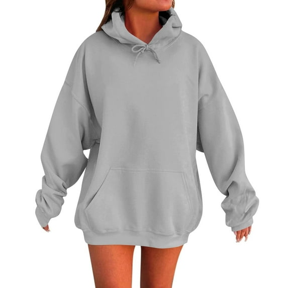 GTEYOIJN a Solid Color Off-The-Shoulder Sleeve Hooded Sweatshirt for Ladies Long Hoodies for Women Womens Oversized Winter Cotton Sweatshirts Pullover 2024 Fashion Tops Trendy Outfits