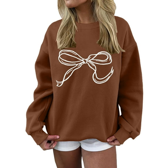 GTEYOIJN Sun Hoodie Women Women Bow Graphic Sweatshirts Oversized Pullover Sweatshirts Crewneck Pullover Tops 2026 Fall Fashion Clothes
