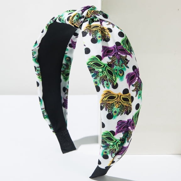 GTEYOIJN White Black Lace Headband Knotted Headband for Women Colorful Printed Trendy Headband Holiday Accessory