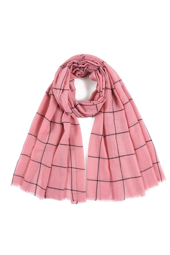 Women Fashion Cotton and Linen Grids Printing Paris Gauze Scarf Tie Scarf Prevents Inlarge Scarf Red Scarf Silk