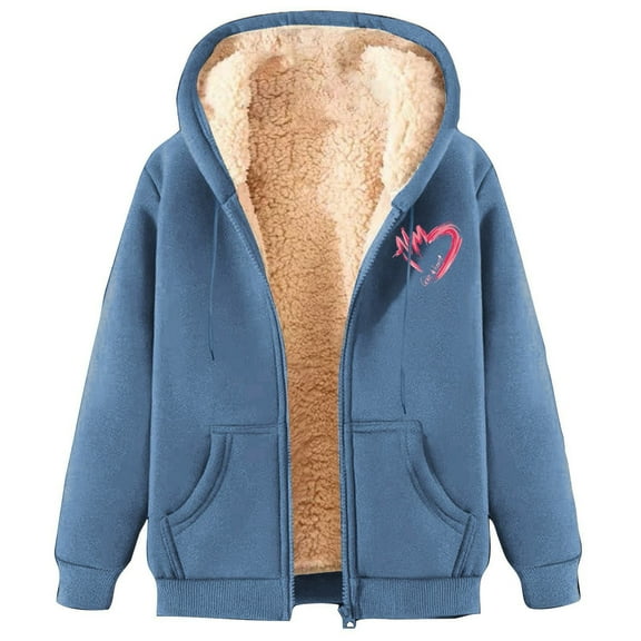 GTEYOIJN Women's Casual Full Zip Up Lined Hoodie Sweatshirt Jacket Coat Fashionable and Casual Fleece Lined Thickened and Warm Hooded Sweatshirt(Xxxxl)