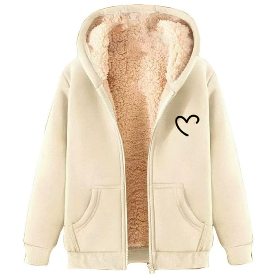 GTEYOIJN Women's Casual Full Zip Up Lined Hoodie Sweatshirt Jacket Coat Women Autumn Winter Casual Solid Hooded Neck Long Sleeve Pocket Sweatshirt Tops Zipper Coat（Xxl)