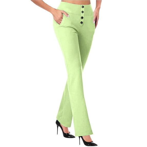 GTEYOIJN Women's Casual Wide-Leg Pants Long Cardigans for Women Lightweight Womens Flare Leggings with Pockets Yoga Pants High Waisted Bottoms Comfy Workout Business Trousers