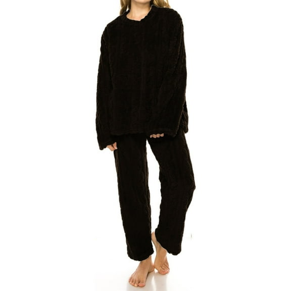 GTEYOIJN Women's Fleece Pajama Set 2 Piece Outfits Lounge Knit Oversized Sweater Pj Sets 2026 Fall Winter Loungewear Womens Pajama Sets Pajamas Comfortable Tops Sleep Pants Warm Sleepwearï¼One Size)