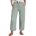 thumbnail image 1 of GTEYOIJN Women's Legendary Mid Rise Flare Jean Linen Pants Women's Summer Pants Lightweight Linen Summer Pants with Pockets Casual Pants Elastic and Comfor table Fabric Pants Sports and Leisure Beach, 1 of 5