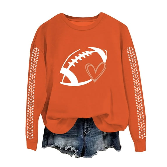 GTEYOIJN Women's Rugby Hoodie without a Cap Fall Womens Clothes Football Funny Sweatshirt for Women Graphic Print Sunday Casual Long Sleeve Crewneck 2025 Fall Pullover