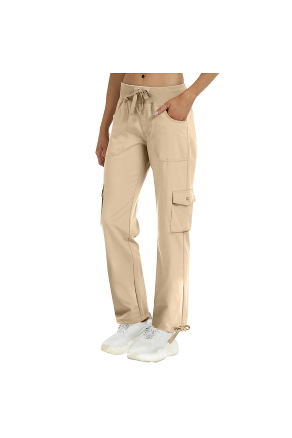 Women's Totally Shaping Pull-On Bootcut Jeans High-Rise Stretch Denim Lightweight Casual Cargo Pants for Women 30" Adjustable Ruched Straight Leg Travel Workout Athletic Hiking Joggers