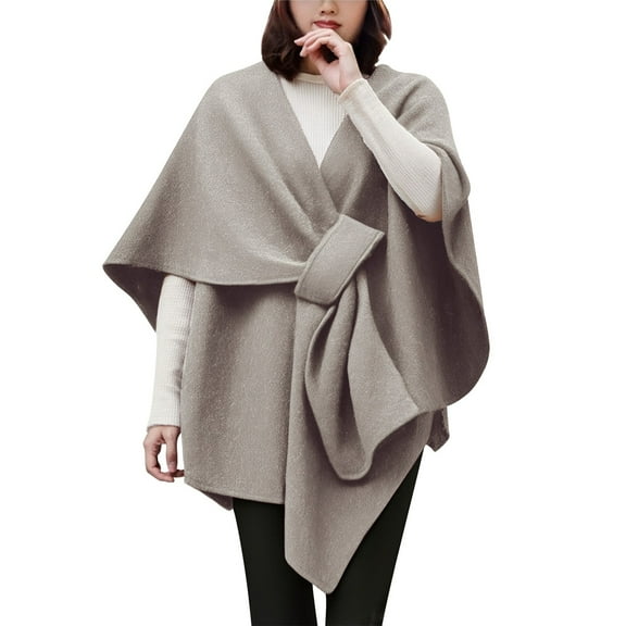 GTEYOIJN Women's Versatile Knitted Shawls Scarf Poncho Sweater with Buttons Lightweight Spring Summer Fall Wraps Light Ashy Wraps