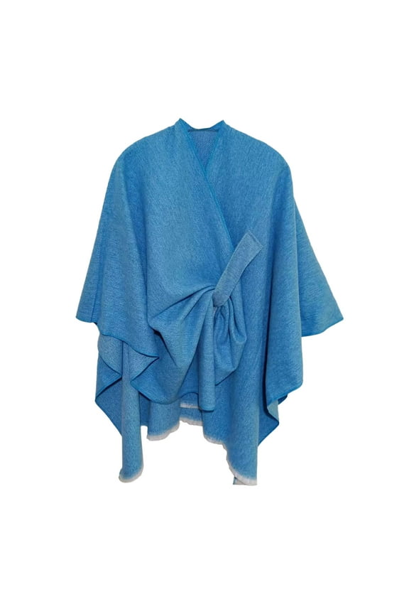 Womens Large Front Sweater Wrap Topper Knitted Elegant Shawls for Fall Winter Blue Hair Wraps for Women