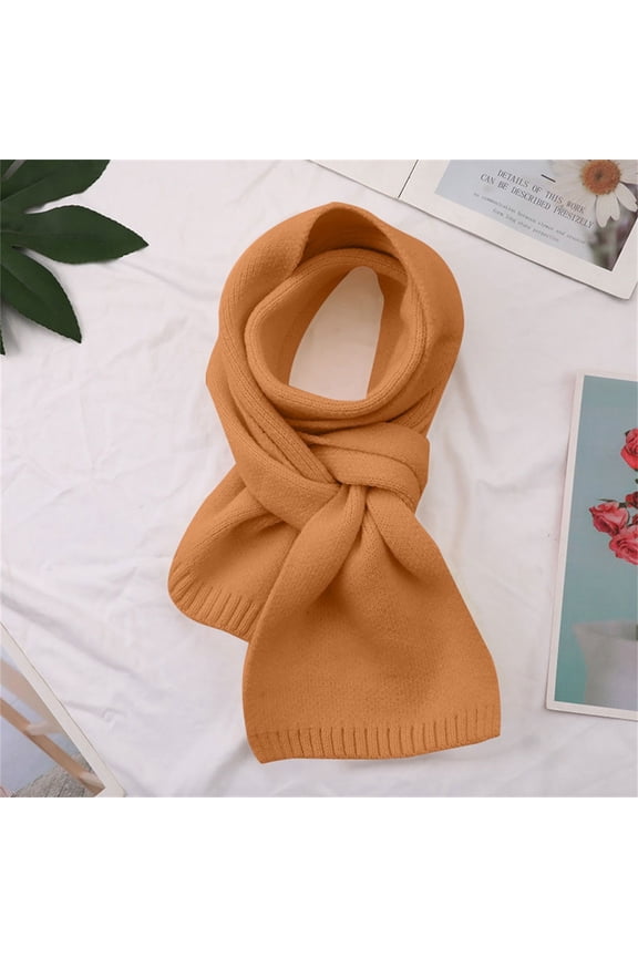 Womens Neck Scarf Warm Solid Color Scarf for Women Autumn and Winter Solid Color Patch Versatile and Fashionable Knitted Scarf