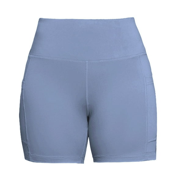 GTEYOIJN Womens Yoga Hot Shorts Shiny Metallic Pants Rave Dance Paper Bag Pants Travel Shorts Side Pocket without Embarrassing Line Fitness High Waist Thin Breathable Sports Pants for Women