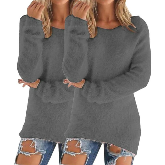 GTEYOIJN cozy fall sweaters Women's Fashionable Long Sleeve Pullovers Loose Fuzzy Jumper Sweater
