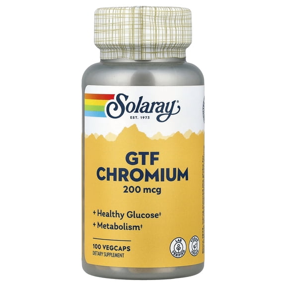 GTF Chromium 200 mcg By Solaray - 100 Capsules