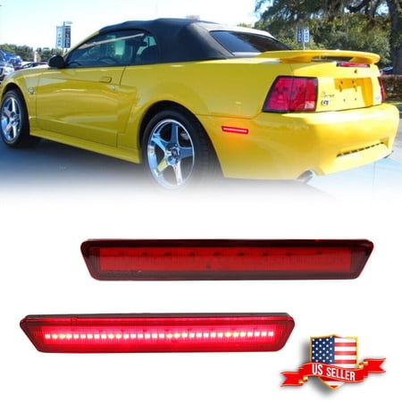 GTINTHEBOX 2Pcs Red Lens Rear LED Bumper Side Marker Lamp Lights For 1999-2004 Ford Mustang