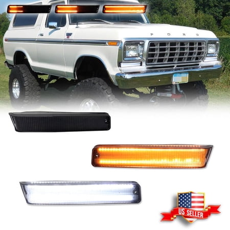 GTINTHEBOX 2X Smoke Switchback LED DRL Signal Light For 1973-1979 Ford F-150 Truck 1978-1979 Bronco