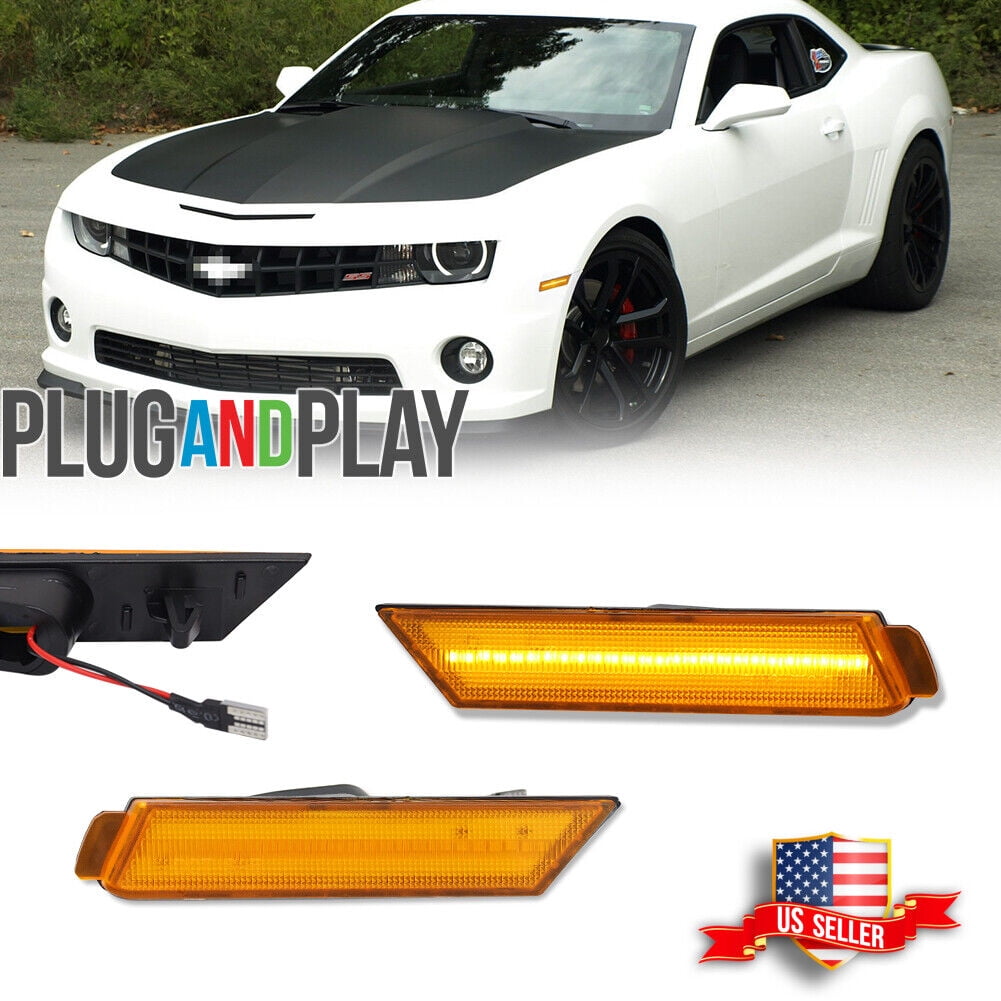 GTINTHEBOX 2x Amber Lens LED Front Bumper Side Marker Light Lamp For