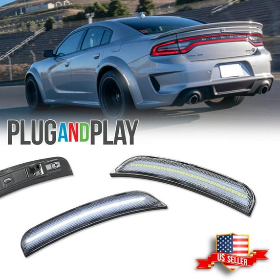 GTINTHEBOX 2x Clear Lens LED Rear Side Marker Light White Lamps For Dodge Charger 2015-2022