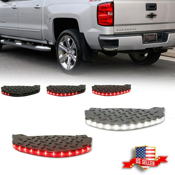 GTINTHEBOX 2x LED Rear Bumper Step Corner Insert Pad Lights For 2014-2019 Silverado Sierra