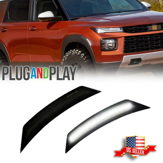 GTINTHEBOX 2x Smoke Lens White LED Front Side Marker Lights For 2021 2022 Chevy Trailblazer