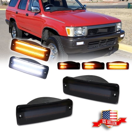 GTINTHEBOX 2x Smoke Switchback LED Front Bumper Signal Parking Lights For 1993-1998 Toyota T100