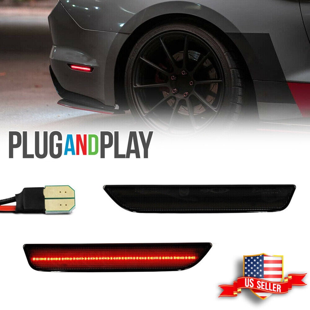 Mustang LED Rear Side Markers; Red; Smoked (15-23 Mustang) - Free