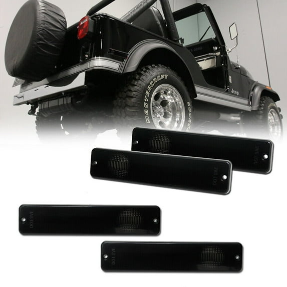 GTINTHEBOX 4X Smoked Front & Rear Side Markers Corner Lamp Parking Lights For Jeep J Series