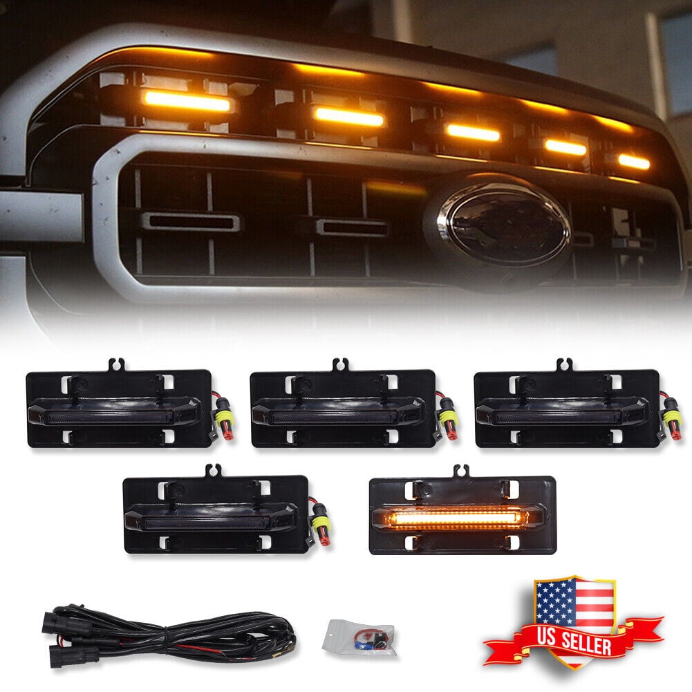 GTINTHEBOX 5PCS Front Grille Lights LED Amber For 20212023 Ford F150