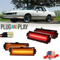 GTINTHEBOX For 1981-1988 Chevy Monte Carlo SS Amber LED Front & Red Rear Side Marker Lights