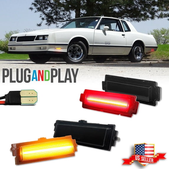 GTINTHEBOX For 1981-1988 Chevy Monte Carlo SS Smoke Full LED Front & Rear Side Marker Light