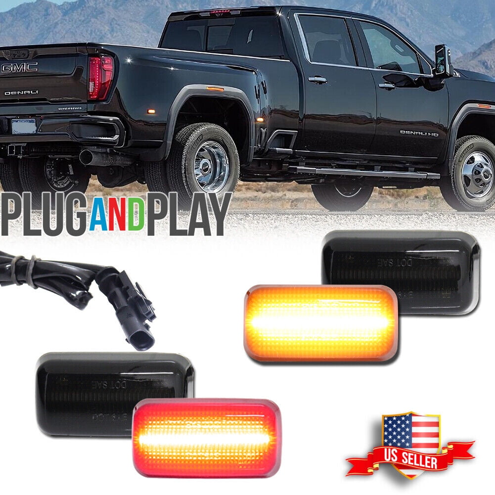 Fenders For GMC Savana 2500 Smoked LED Fender Marker Lights For 2015 Chevy GMC 2500/3500HD - Amber/Red Rear Lights Side Marker Lights For GMC Sierra 2500 HD - Foto 2
